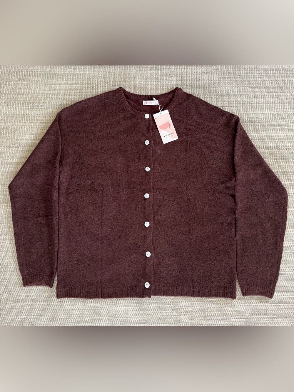 Kirundo brown wool blend long sleeve crewneck cardigan sweater women’s M NWT